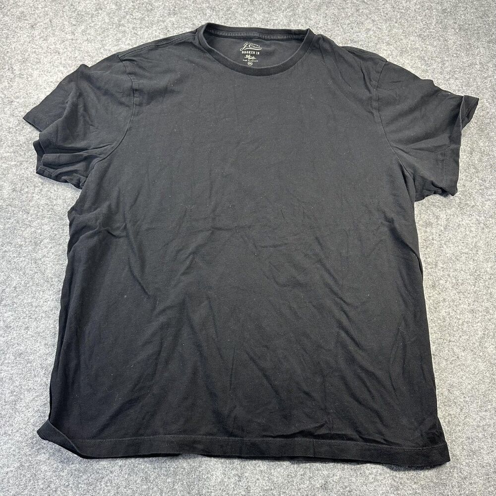 J Crew Shirt Mens 2XL Black Broken-In Crew Neck Tee Tagless Cotton Jersey